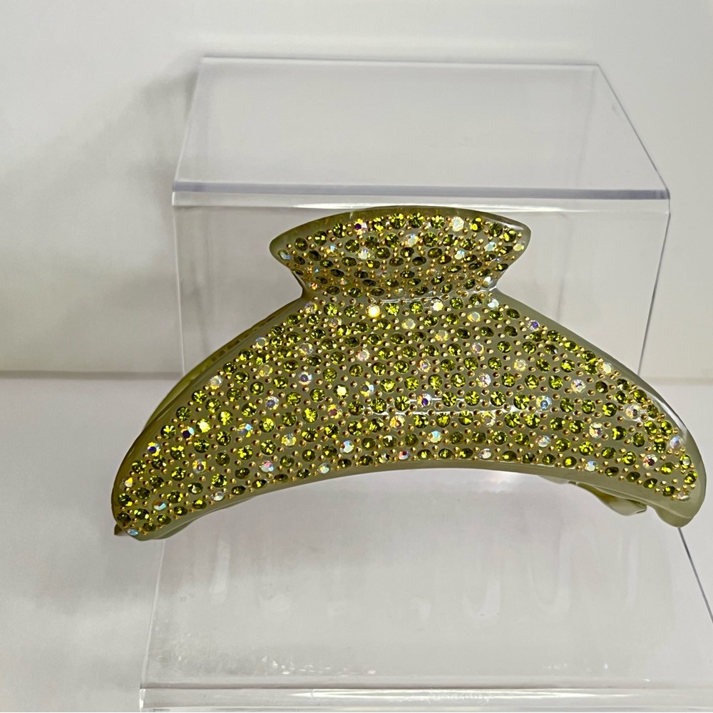 Vintage Olive Swarovski Crystal Hair Claw Clip